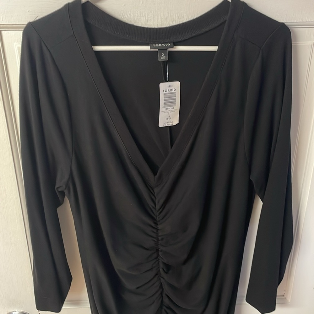 Torrid Mini Jersey Bodycon V neck ruched front dress NWT women’s size 2X